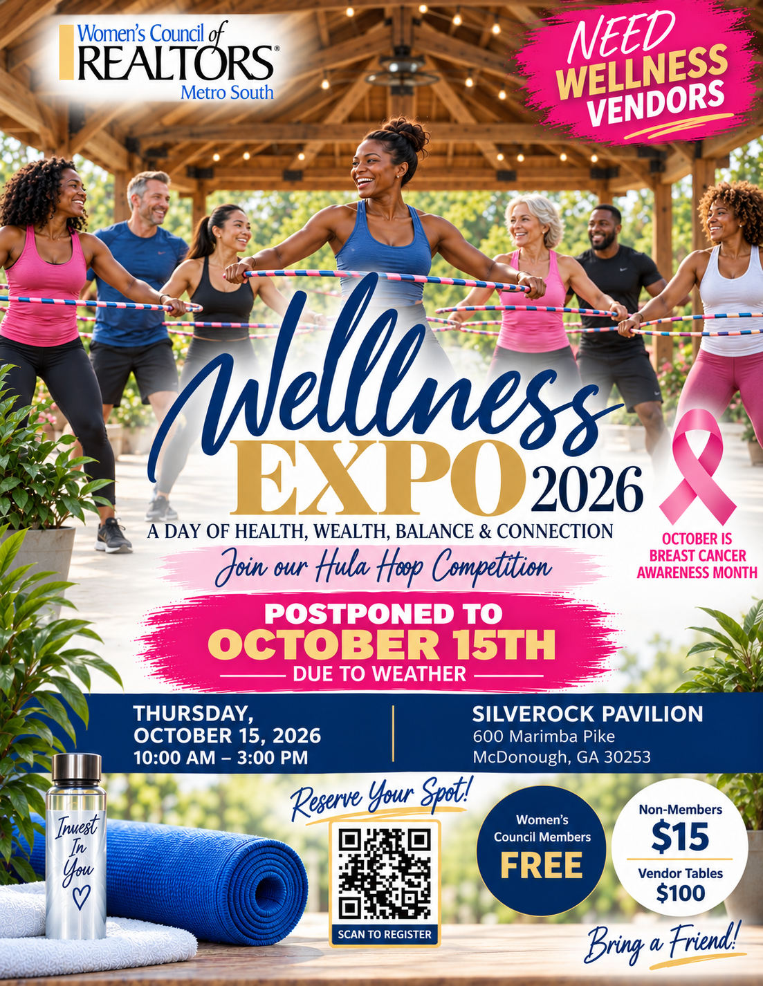 Wellness EXPO flyer for October 15, 2026 at Silverock Pavilion